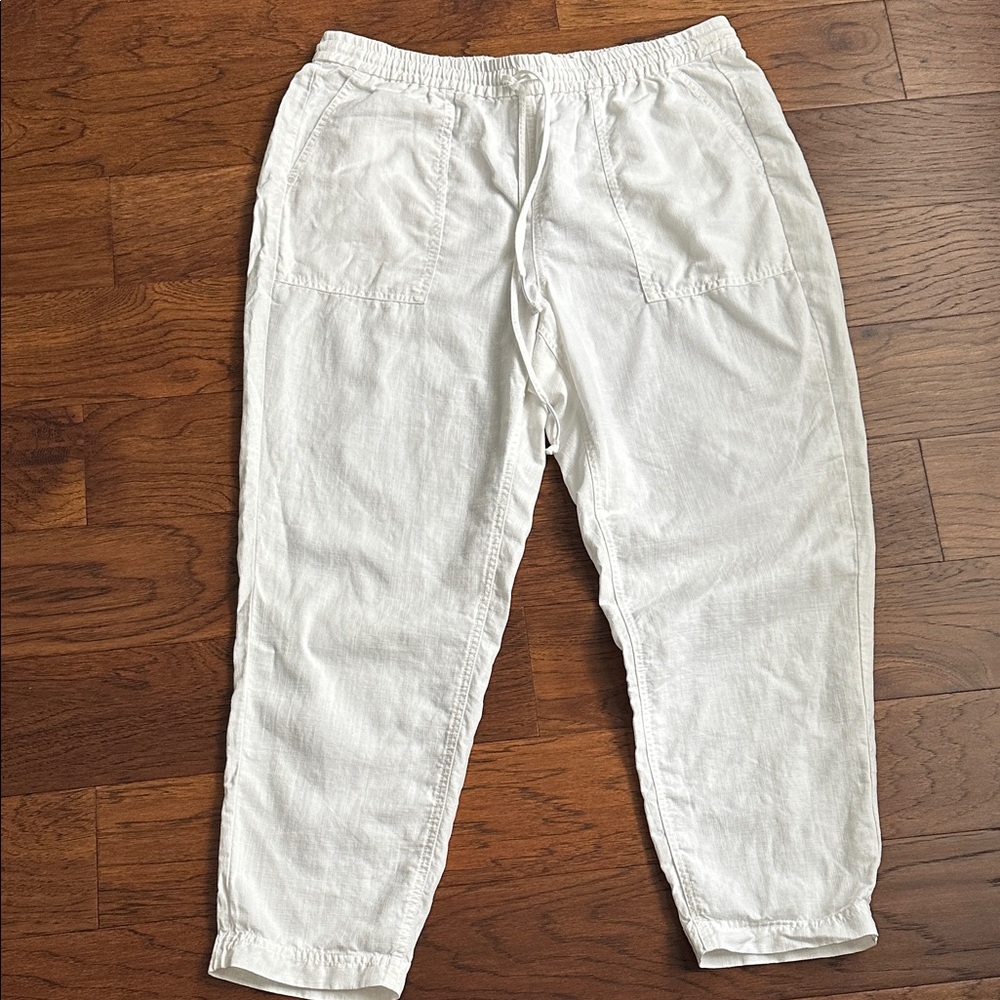 JCrew linen White Cropped Pants